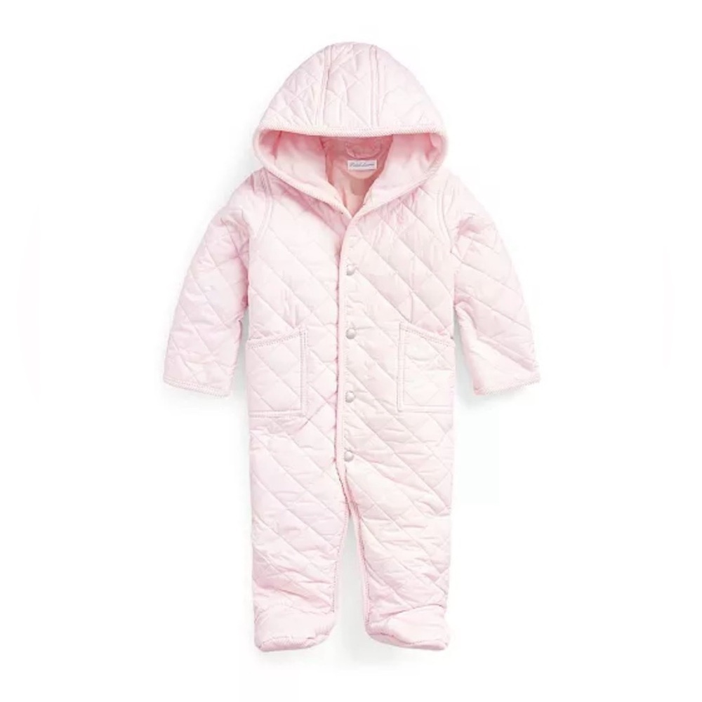 Ralph Lauren Baby Water-Repellent Hooded Barn Pink Pramsuit Size 6M